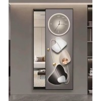 80*150 Cm Grey Gorgeous Mirrior Art Painting With Clock
